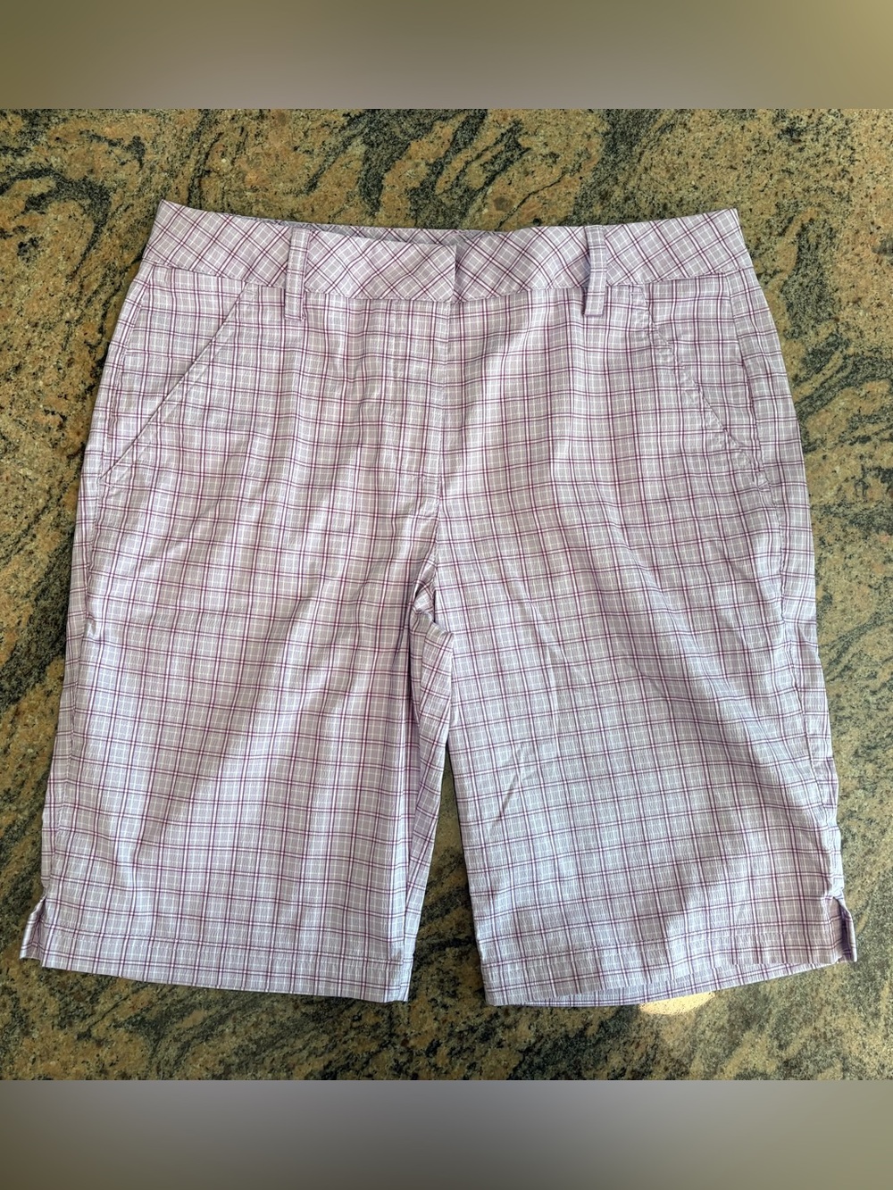 Puma Women's Purple Plaid Golf Bermuda Shorts, Size 6